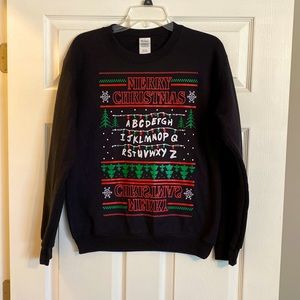 🎄🎁STRANGER THINGS Themed Holiday Sweatshirt in Black Size Small
